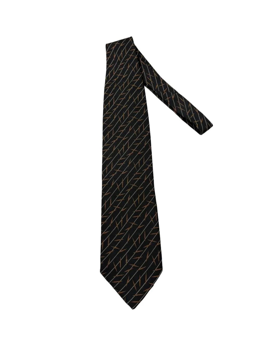Giorgio Armani Diagonal Stripe Silk Tie Black Gold